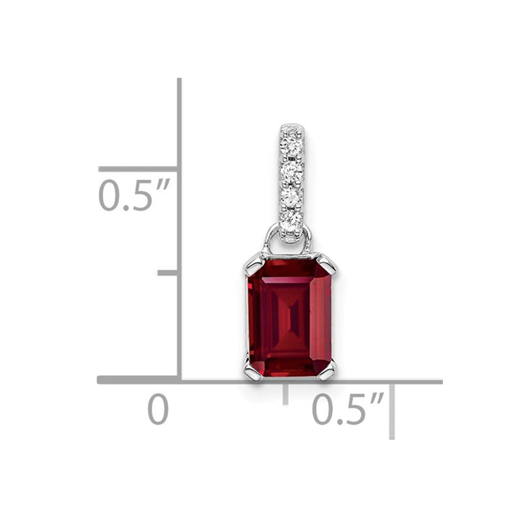 1.00 Carat (ctw) Lab Created Ruby Drop Pendant Necklace in 14K White Gold with Accent Diamonds and Chain Image 2