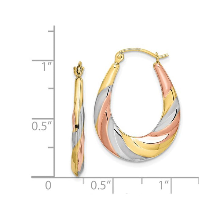 10K Two Tone Gold Polished Twisted Hoop Earrings Image 3