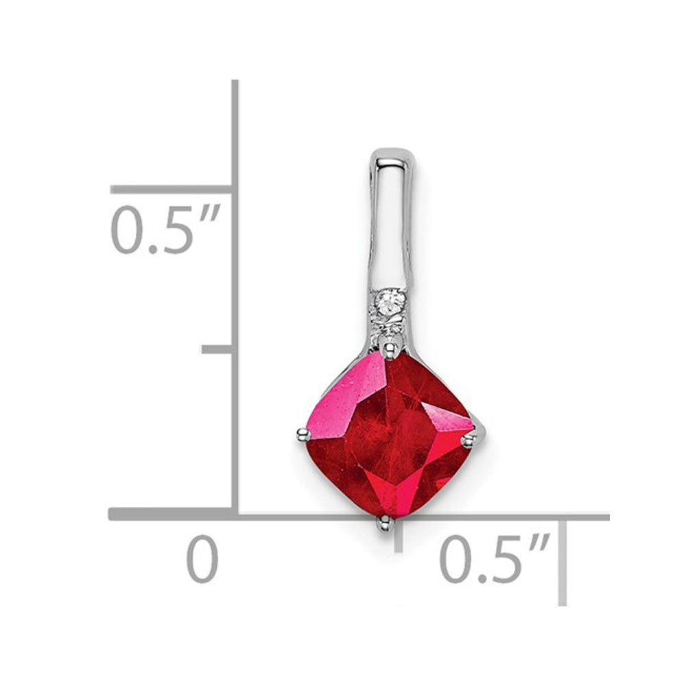 1.25 Carat (ctw) Cushion-Cut Natural Ruby Pendant Necklace in 14K White Gold with Chain Image 2
