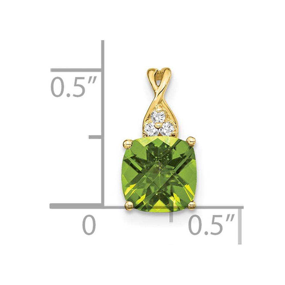 1.89 (ctw) Cushion-Cut Peridot Pendant Necklace in 14K Yellow Gold with Chain Image 2