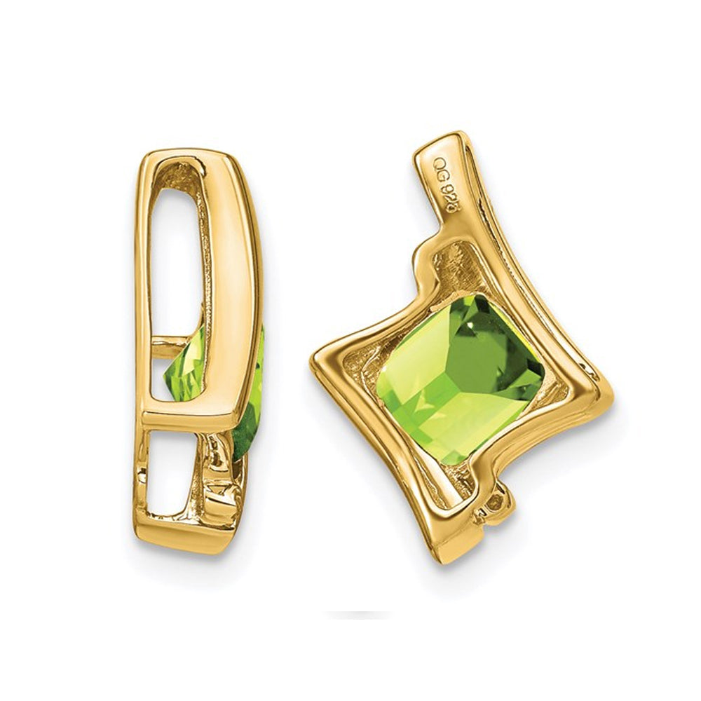 1.25 (ctw) Natural Cushion Cut Peridot Pendant Necklace in 10K Yellow Gold with Chain Image 3