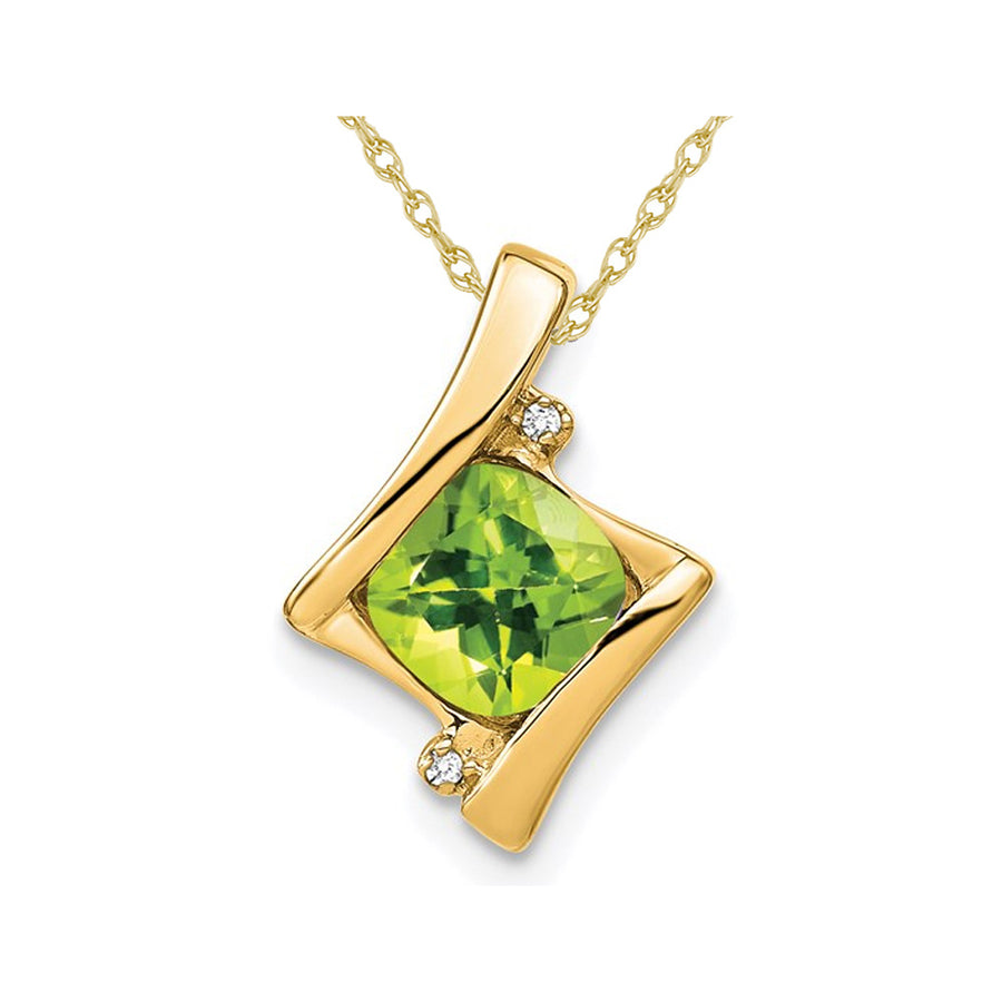 1.25 (ctw) Natural Cushion Cut Peridot Pendant Necklace in 14K Yellow Gold with Chain Image 1