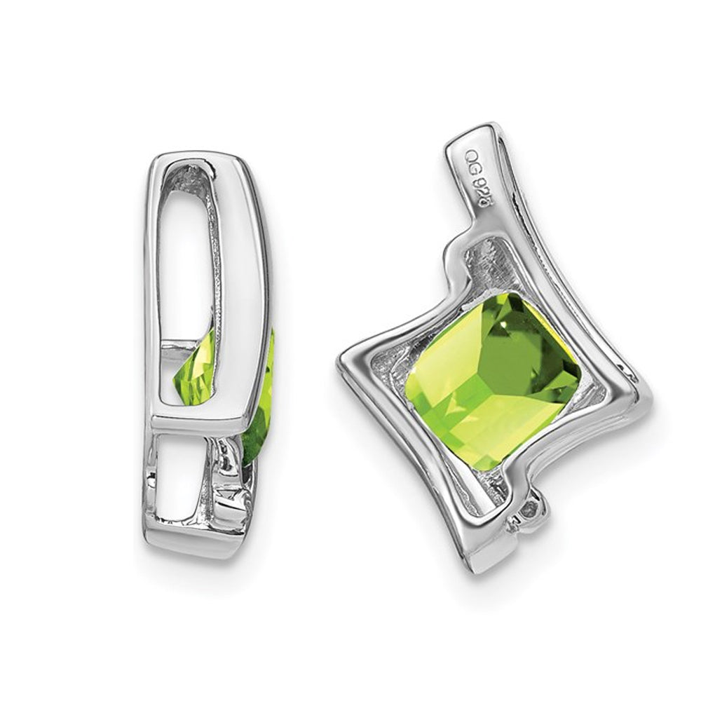 1.25 (ctw) Natural Cushion Cut Peridot Pendant Necklace in 10K White Gold with Chain Image 3