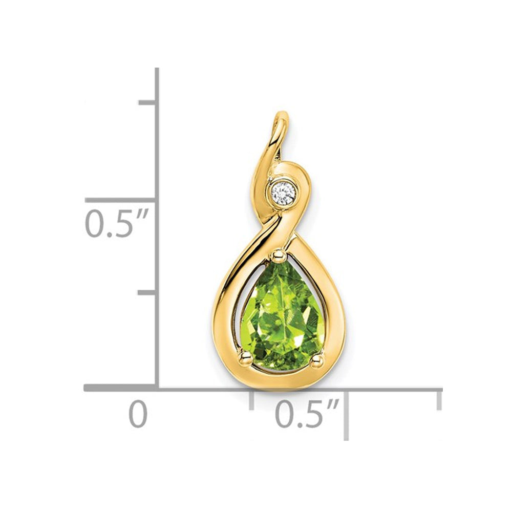 1/2 Carat (ctw) Natural Green Peridot Drop Pendant Necklace in 14K Yellow Gold with Chain Image 2