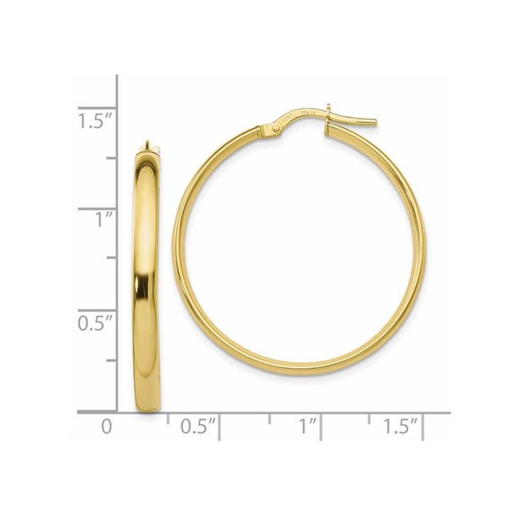 10K Yellow Gold Hoop Earrings 1 1/4 Inches (3mm) Image 2