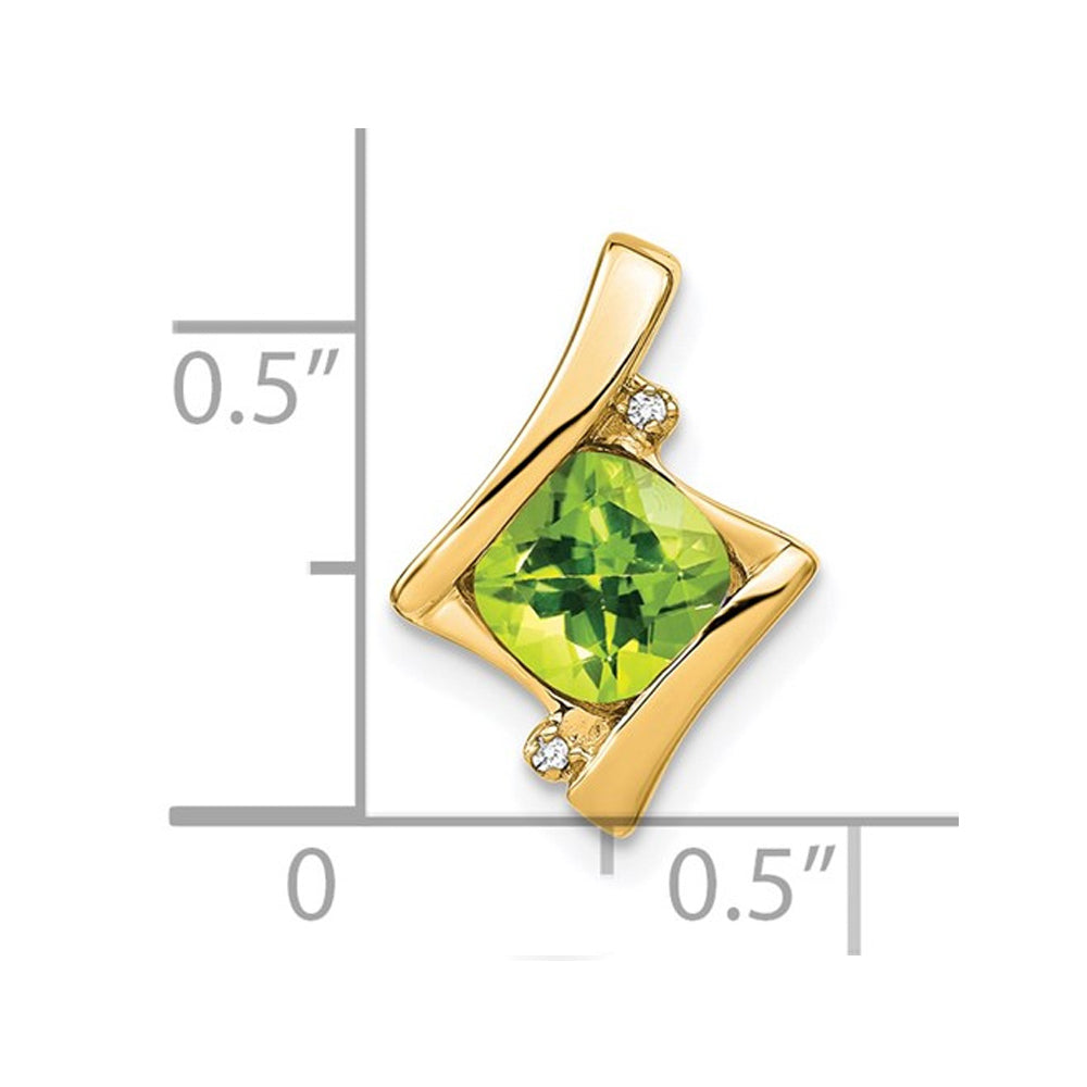 1.25 (ctw) Natural Cushion Cut Peridot Pendant Necklace in 14K Yellow Gold with Chain Image 2