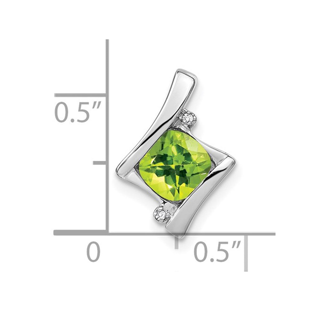 1.25 (ctw) Natural Cushion Cut Peridot Pendant Necklace in 14K White Gold with Chain Image 2