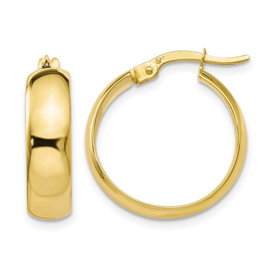 10K Yellow Gold Polished Hinged Hoop Earrings Image 1