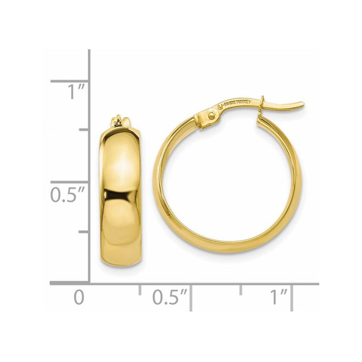 10K Yellow Gold Polished Hinged Hoop Earrings Image 2