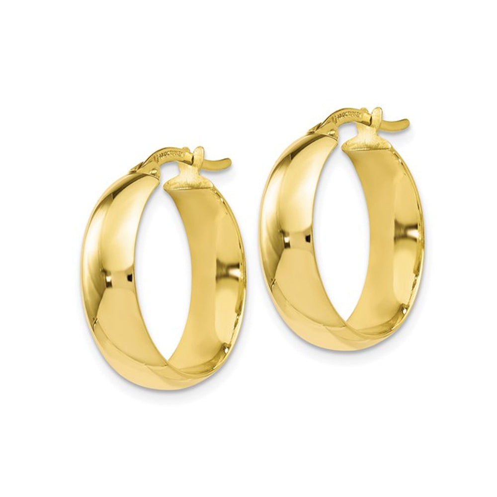10K Yellow Gold Polished Hinged Hoop Earrings Image 3