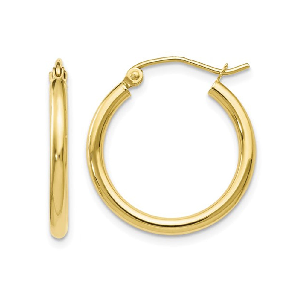 10K Yellow Gold Polished Hoop Earrings 4/5 Inches (2mm) Image 1