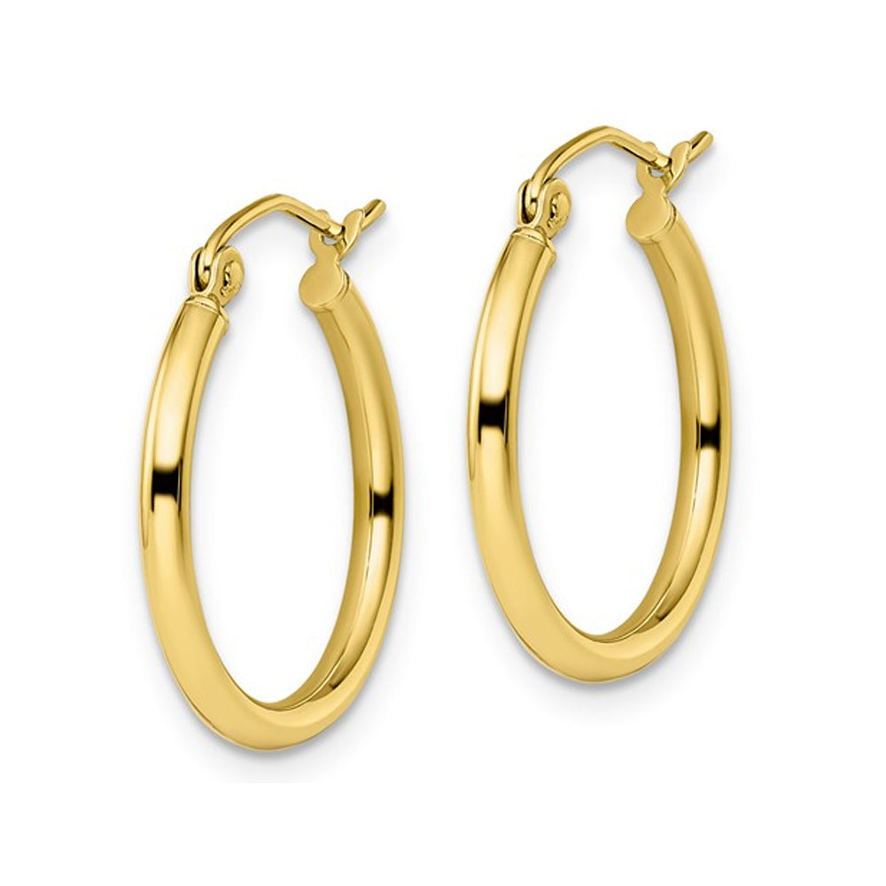 10K Yellow Gold Polished Hoop Earrings 4/5 Inches (2mm) Image 2