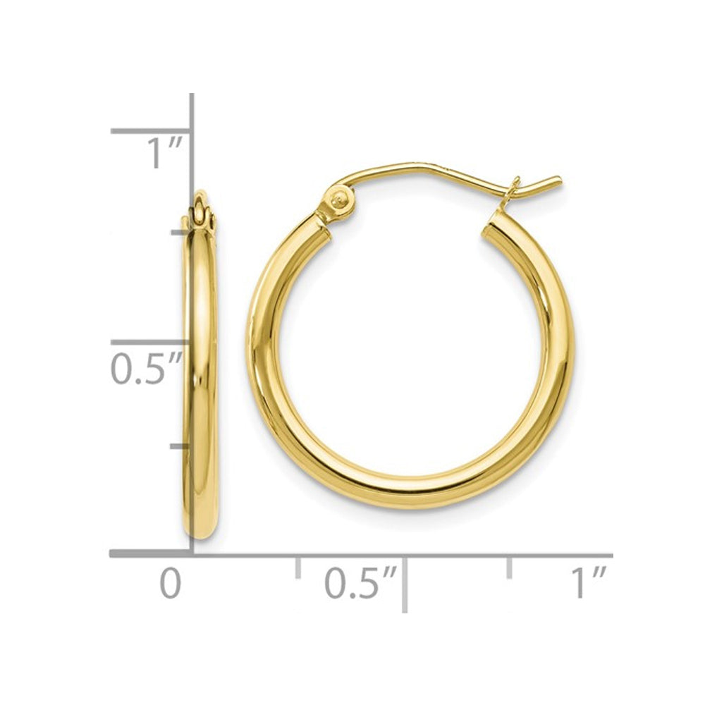10K Yellow Gold Polished Hoop Earrings 4/5 Inches (2mm) Image 3