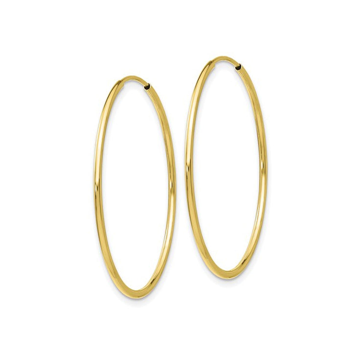 Large 10K Yellow Gold Hoop Earrings 1 1/2 Inches (1.2mm) Image 3