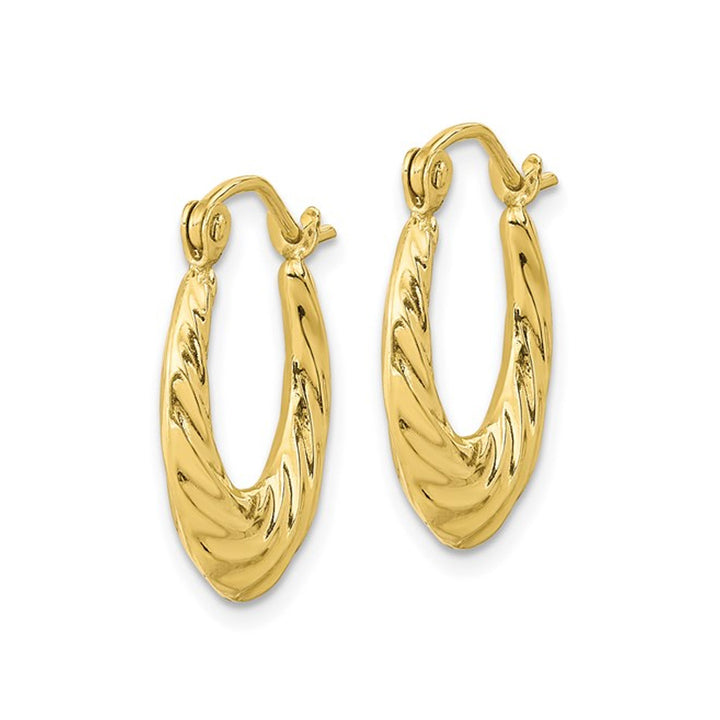 10K Yellow Gold Fancy Small Hollow Hoop Earrings (2.00mm) Image 3