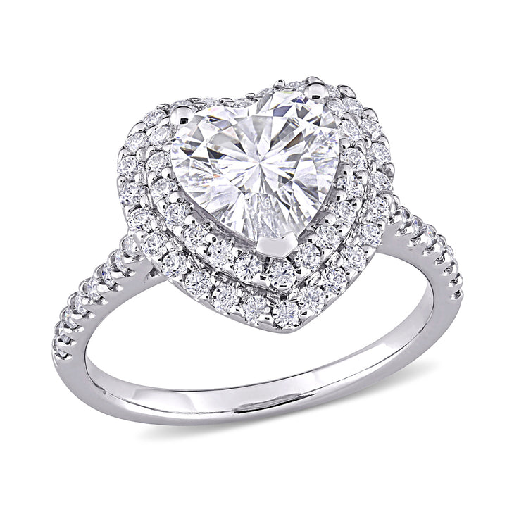 2.60 Carat (ctw) Lab-Created Moissanite Heart Promise Ring in 10K White Gold Image 1