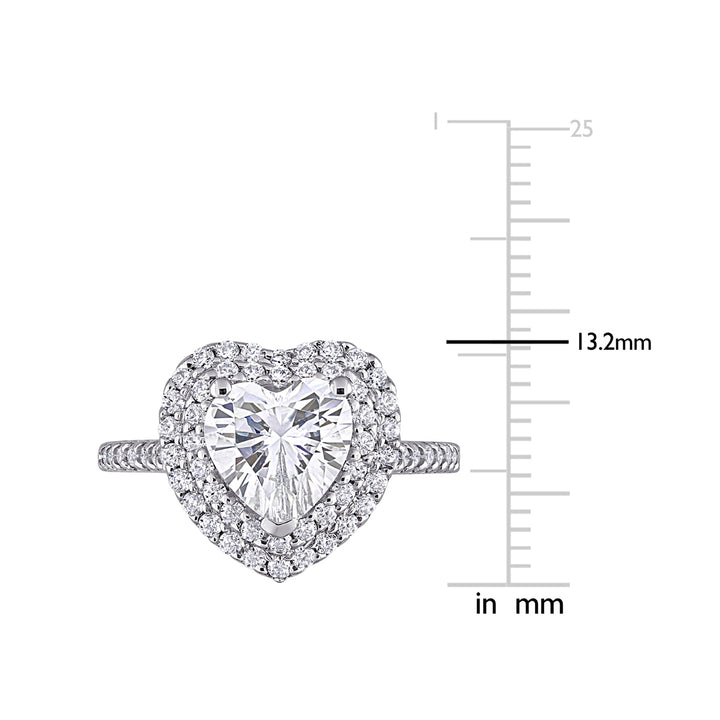 2.60 Carat (ctw) Lab-Created Moissanite Heart Promise Ring in 10K White Gold Image 3