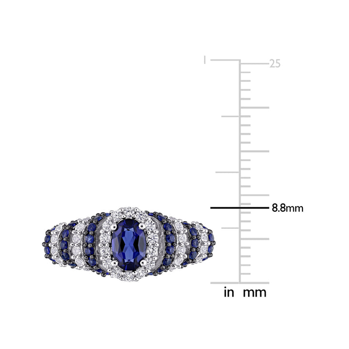 1.50 Carat (ctw) Lab Created Blue Sapphire and White Sapphire Ring in Sterling Silver Image 4