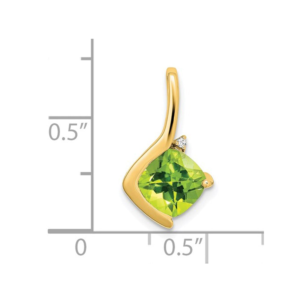 2.00 Carat (ctw) Natural Cushion-Cut Peridot Pendant Necklace in 14K Yellow Gold with Chain Image 2