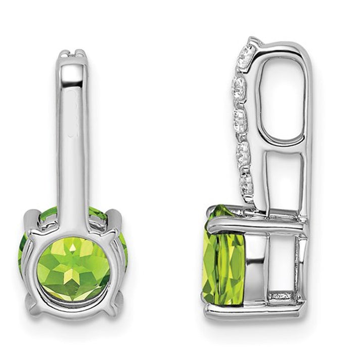 1.25 Carat (ctw) Natural Peridot Pendant Necklace in 14K White Gold with Diamonds and Chain Image 3