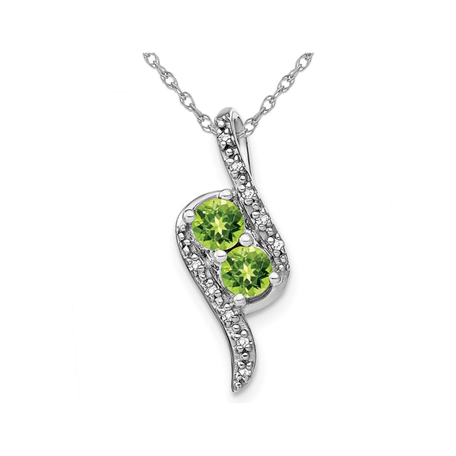 1/2 Carat (ctw) Natural Green Peridot Pendant Necklace in 14K White Gold with Chain Image 1