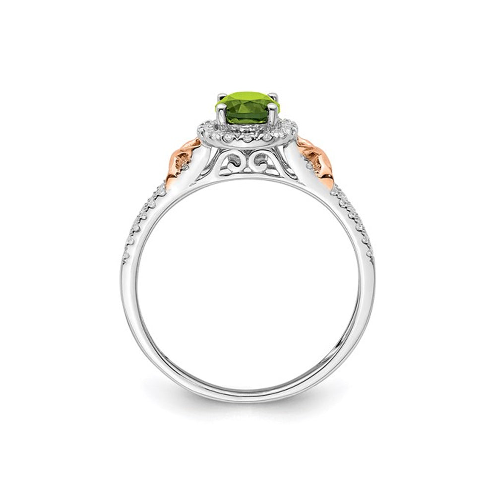 1.00 Carat (ctw) Natural Peridot Ring in 14K White Gold with Diamonds Image 3