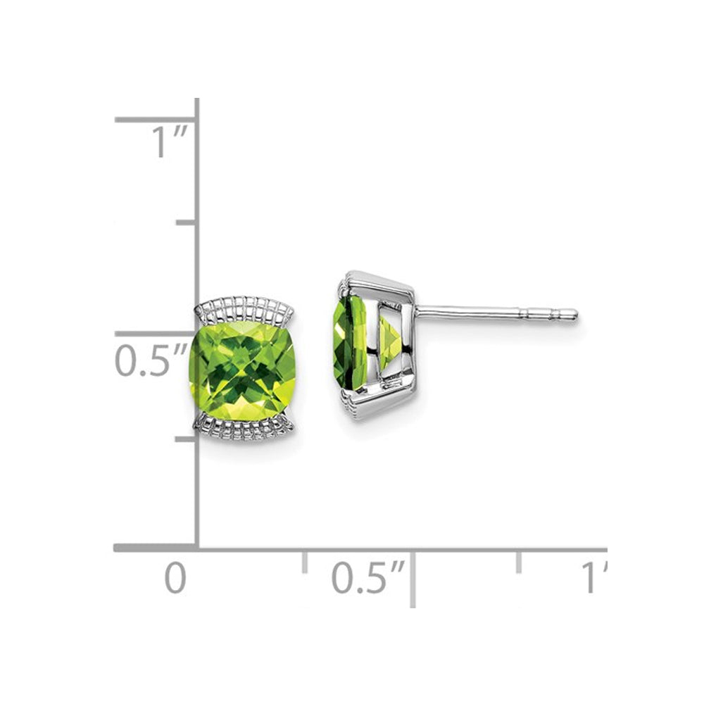 1.75 Carat (ctw) Natural Peridot Solitaire Stud Earrings in 14K White Gold Image 2