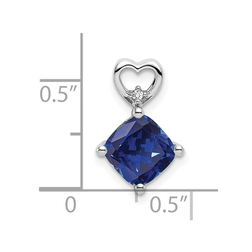 1.65 Carat (ctw) Lab-Created Blue Sapphire Heart Pendant Necklace in 14K White Gold with Chain Image 2