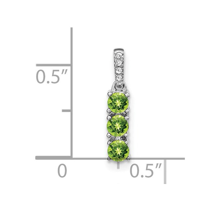 9/10 Carat (ctw) Three-Stone Peridot Pendant Necklace in 14K White Gold with Chain Image 2