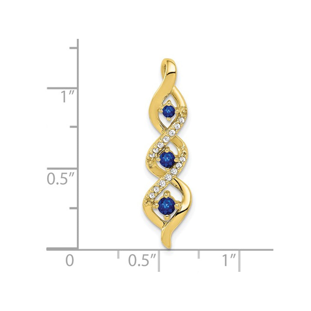 1/4 Carat (ctw) Natural Blue Sapphire Twist Pendant Necklace in 14K Yellow Gold with Chain Image 2