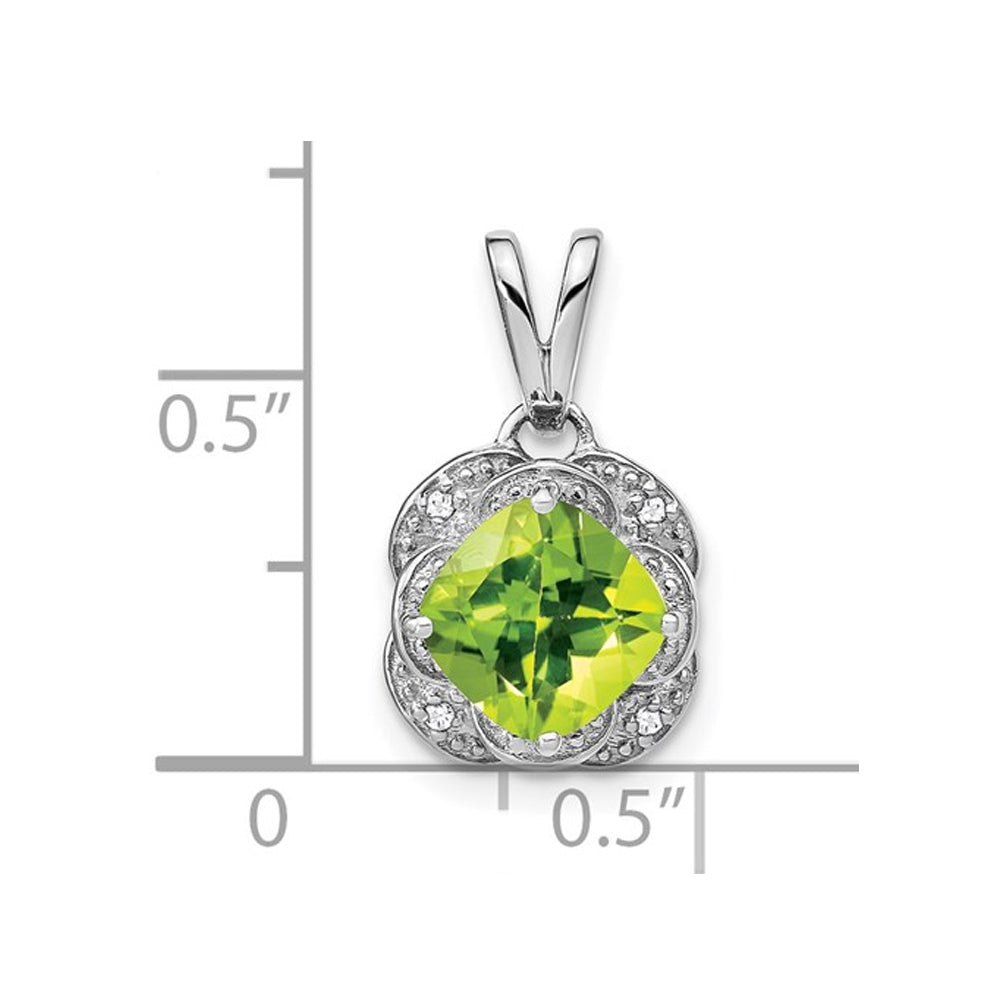 2.00 Carat (ctw) Natural Peridot Pendant Necklace in 14K White Gold and Chain Image 2