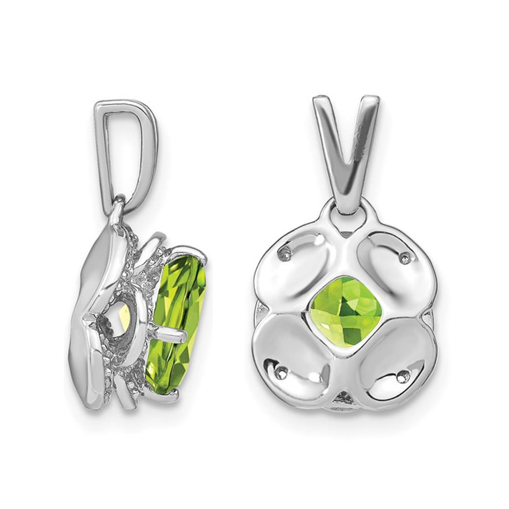 2.00 Carat (ctw) Natural Peridot Pendant Necklace in 14K White Gold and Chain Image 3