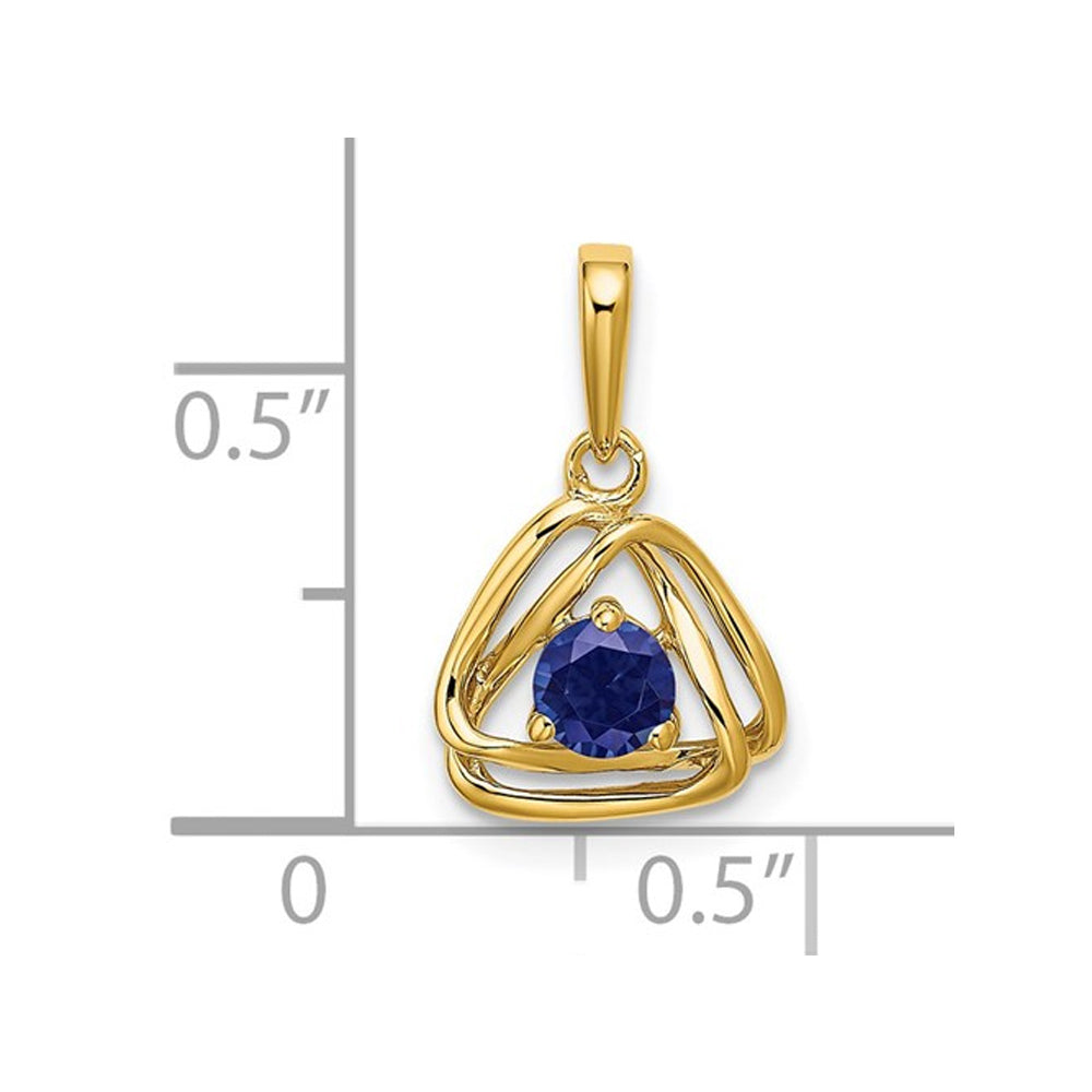 1/3 Carat (ctw) Lab Created Blue Sapphire Geometric Pendant Necklace in 14K Yellow Gold with Chain Image 2