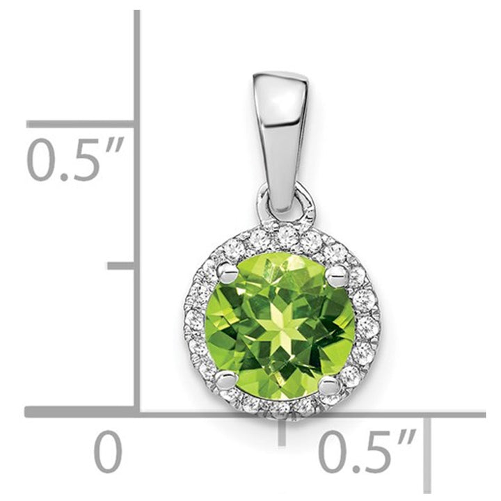 1.50 Carat (ctw) Natural Perido Halot Drop Pendant Necklace in 14K white Gold with Diamonds and Chain Image 2
