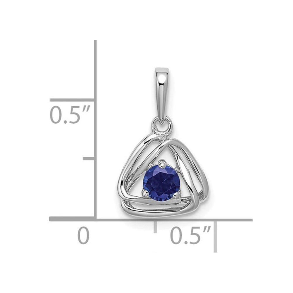 1/3 Carat (ctw) Lab-Created Blue Sapphire Geometric Pendant Necklace in 14K White Gold with Chain Image 2