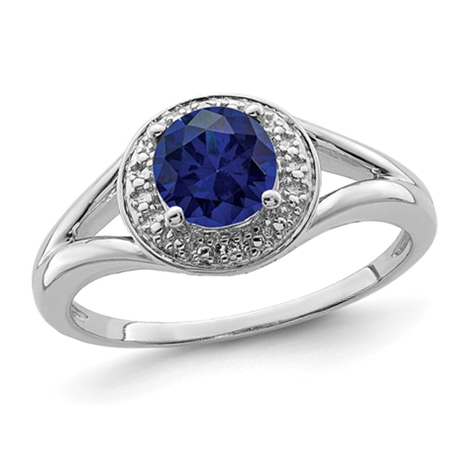 Lab Created Blue Sapphire Ring 2/3 Carat (ctw) in Sterling Silver Image 1