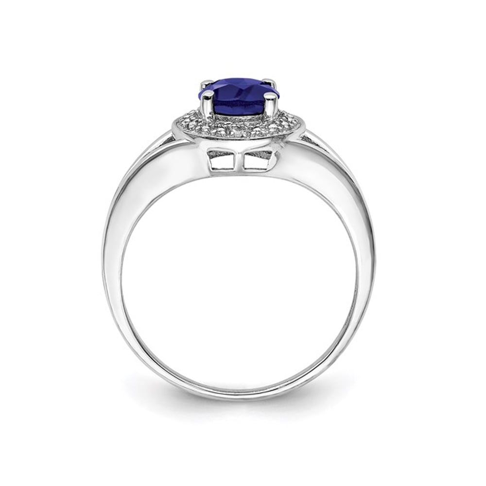 Lab Created Blue Sapphire Ring 2/3 Carat (ctw) in Sterling Silver Image 2