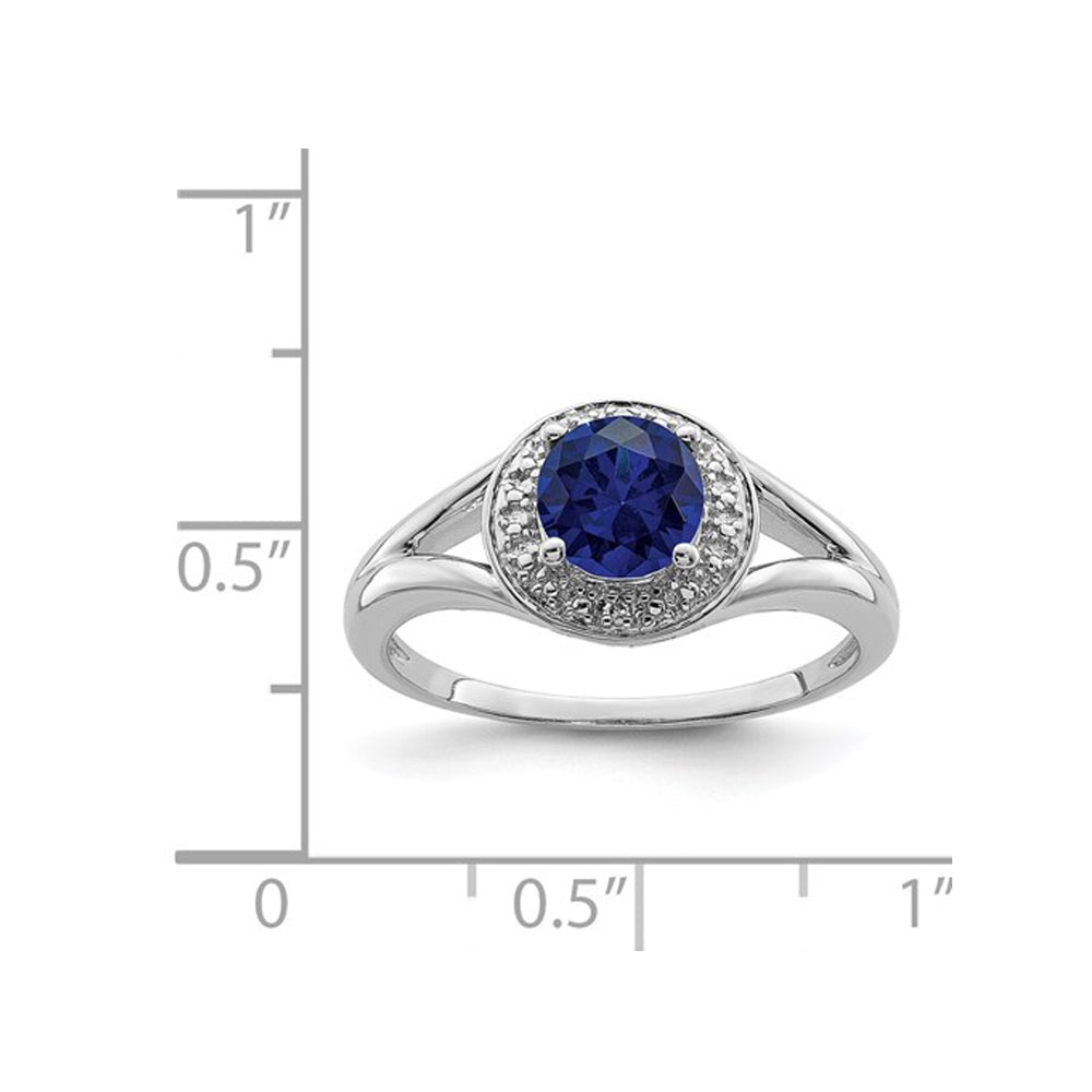 Lab Created Blue Sapphire Ring 2/3 Carat (ctw) in Sterling Silver Image 3