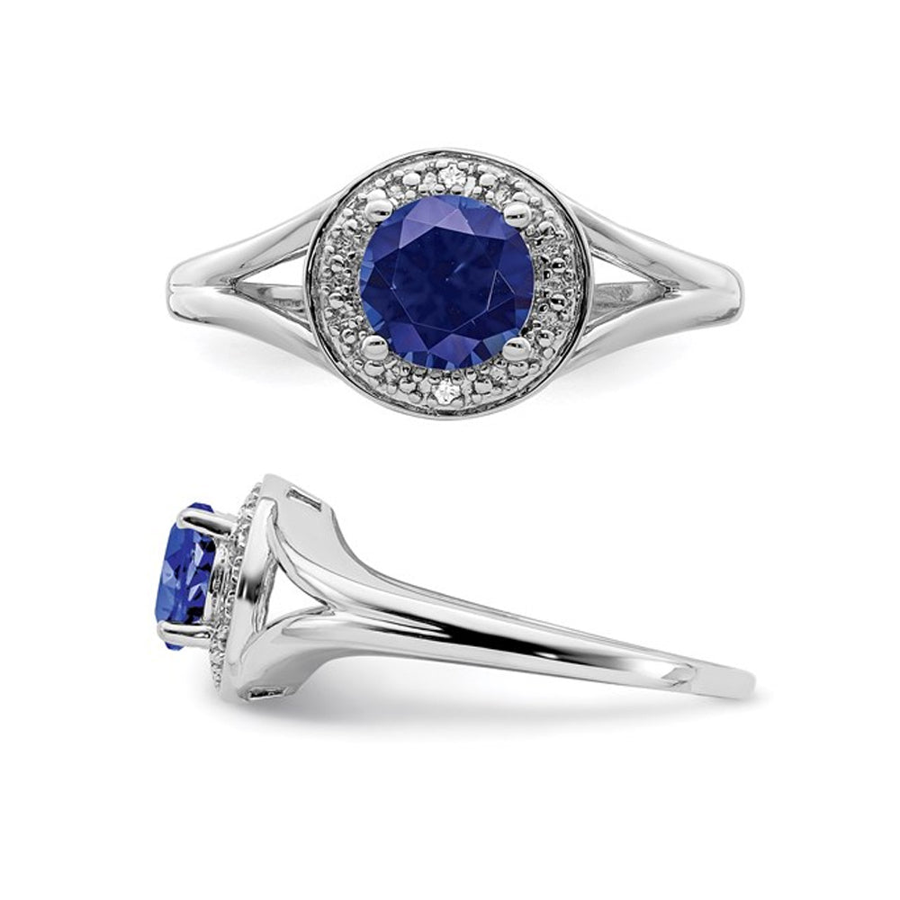 Lab Created Blue Sapphire Ring 2/3 Carat (ctw) in Sterling Silver Image 4