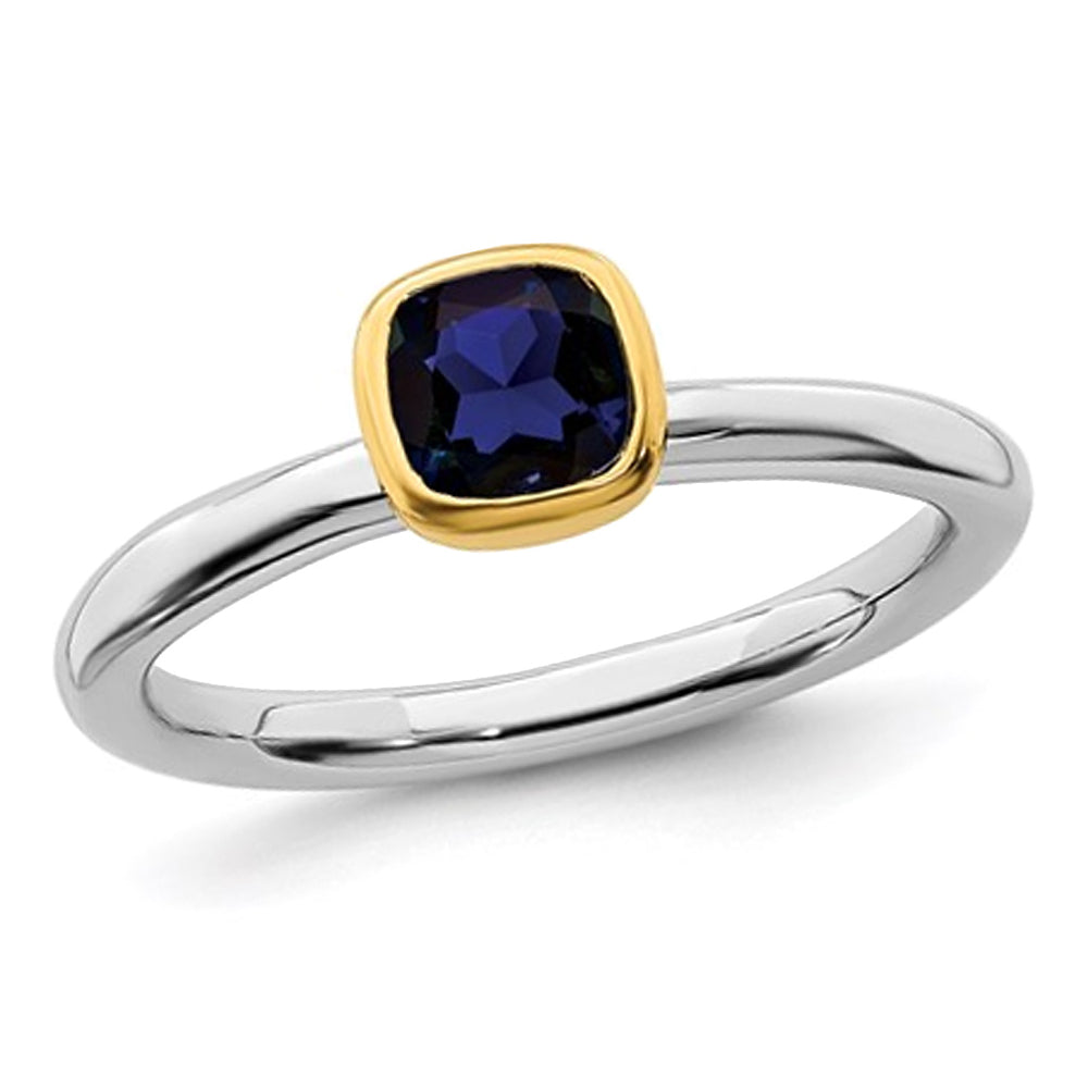 Lab Created Sapphire Ring 1/2 Carat (ctw) in Sterling Silver Image 1