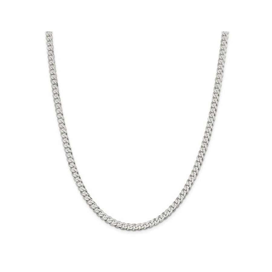 Mens Beveled Curb Chain Necklace in Sterling Silver 20 Inches (4.50 mm) Image 1