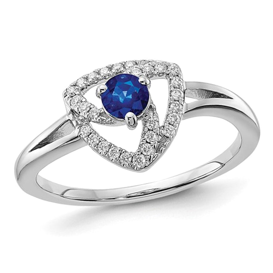 1/4 Carat (ctw) Blue Sapphire Geometric Ring in 14K White Gold with Diamonds 1/10 Carat (ctw) Image 1