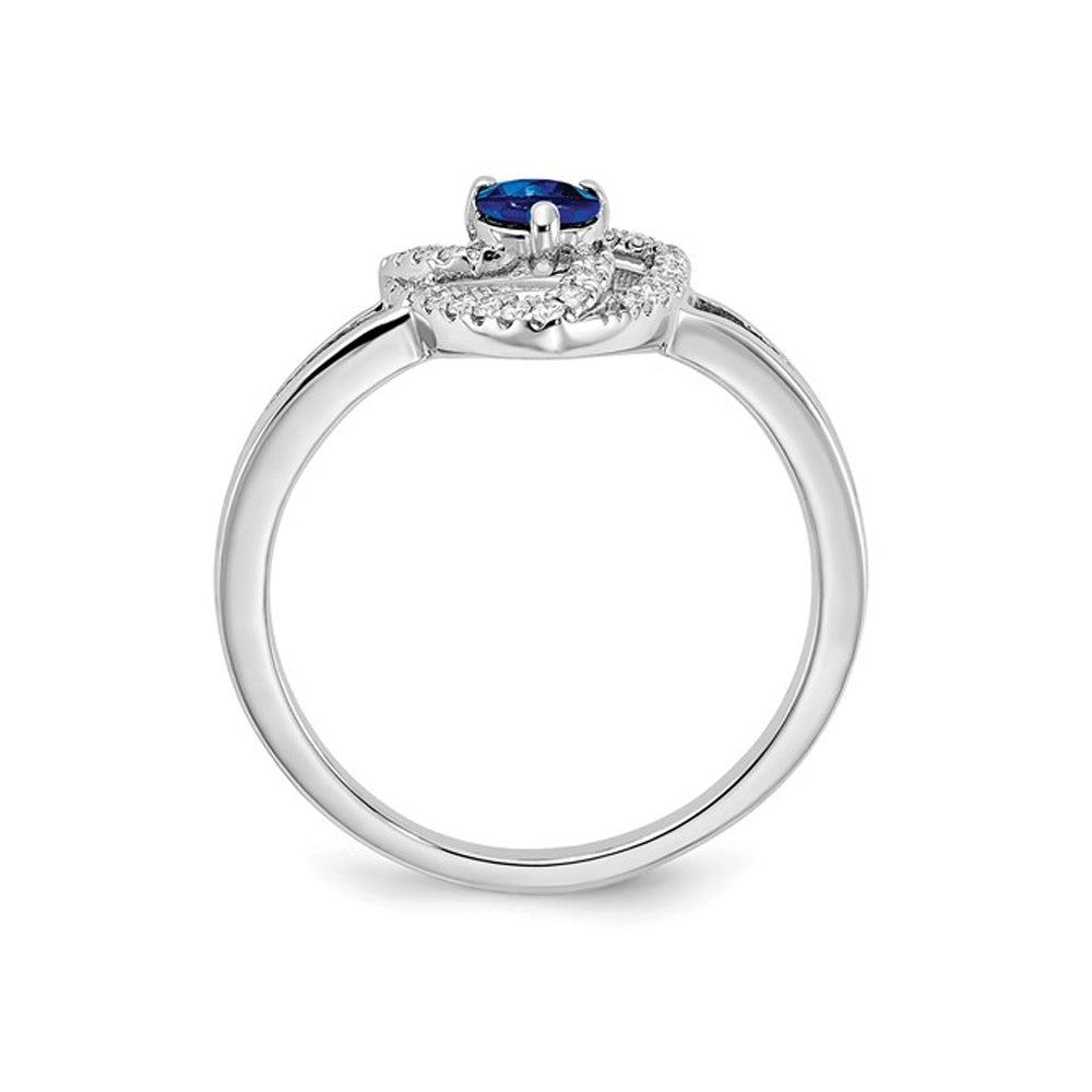 1/4 Carat (ctw) Blue Sapphire Geometric Ring in 14K White Gold with Diamonds 1/10 Carat (ctw) Image 2