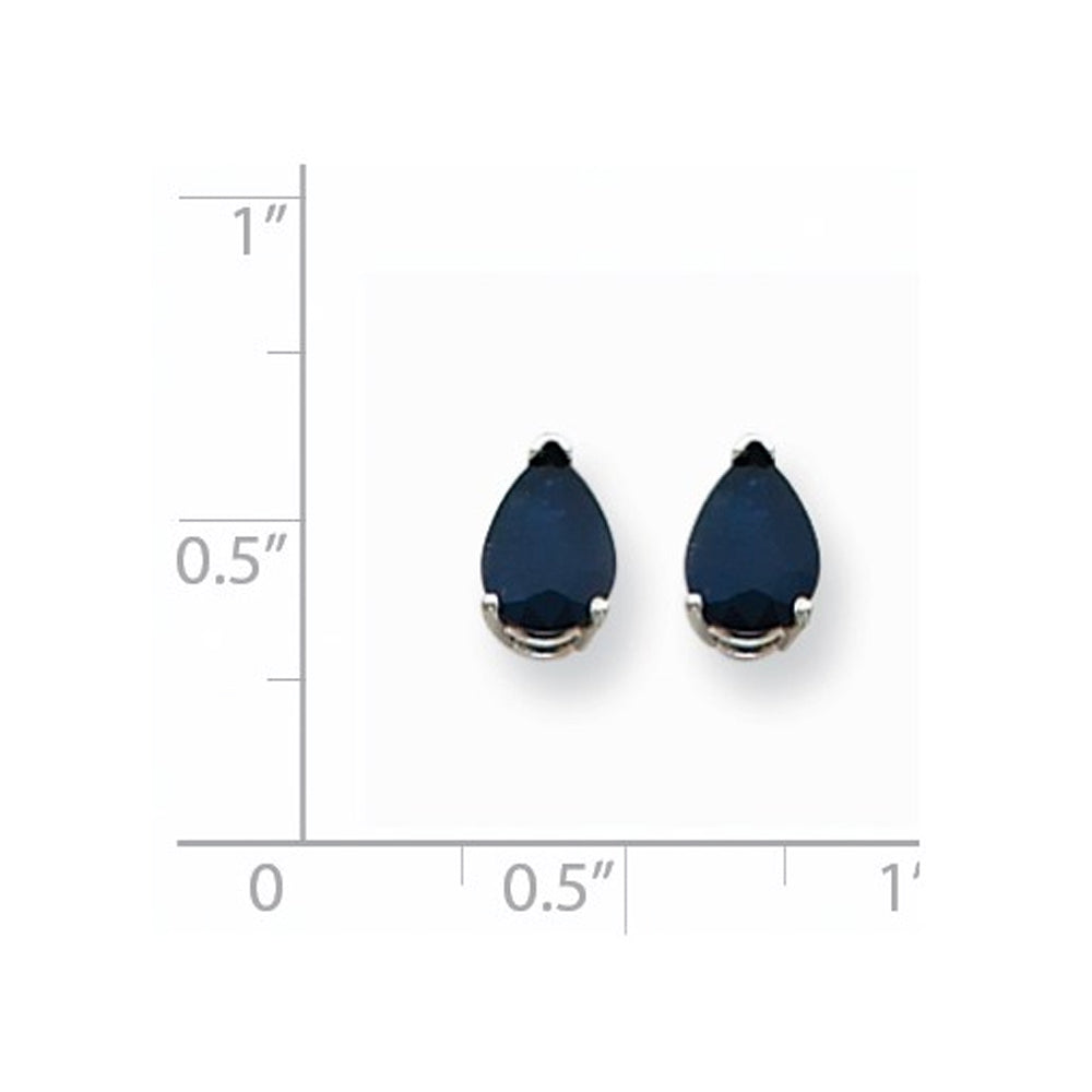 1.90 Carat (ctw) Pear Cut Blue Sapphire Solitaire Earrings in 14K White Gold Image 3