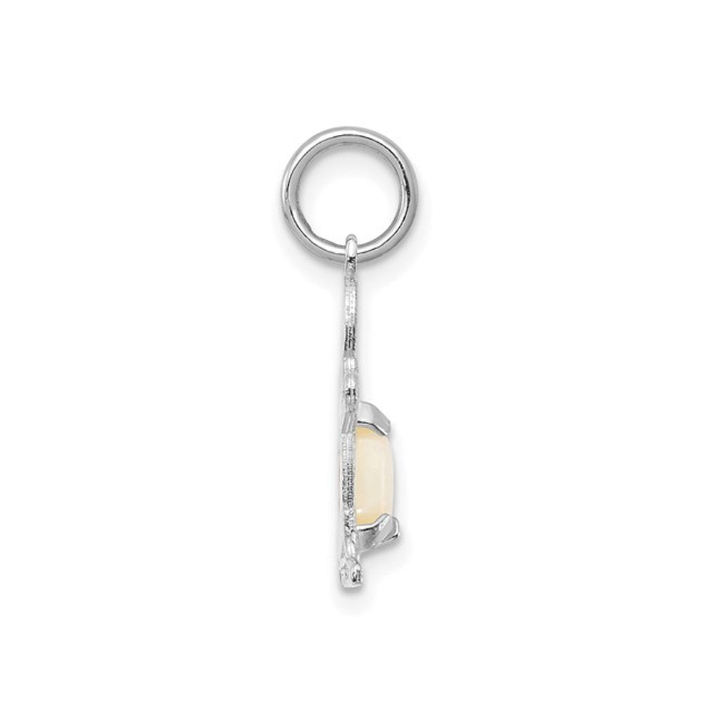 1/4 carat (ctw) Natural Opal Child Boy Charm Pendant Necklace in 14K White Gold with Chain Image 2