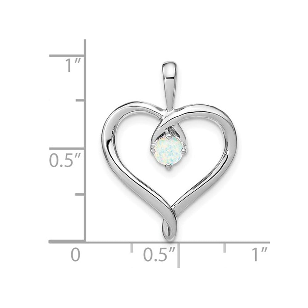1/4 Carat (ctw) Lab-Created White Opal Heart Pendant Necklace in 14K White Gold Sterling with Chain Image 2