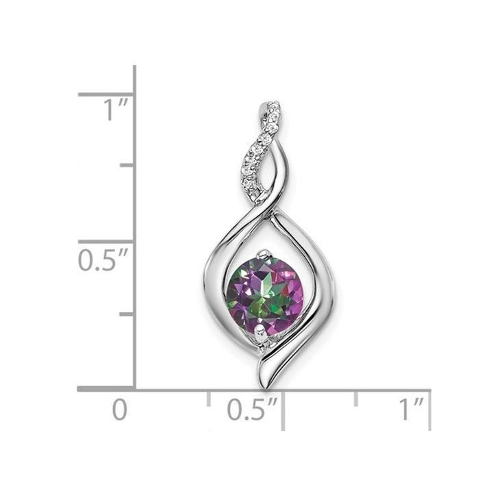 1.00 Carat (ctw) Mystic-Fire Topaz Drop Infinity Pendant Necklace in 14k White Gold with Chain Image 2