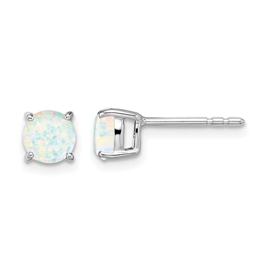 9/10 Carat (ctw) Lab-Created Solitaire Opal Earrings in 14K White Gold Image 1