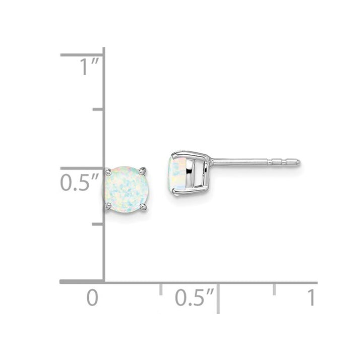 9/10 Carat (ctw) Lab-Created Solitaire Opal Earrings in 14K White Gold Image 3