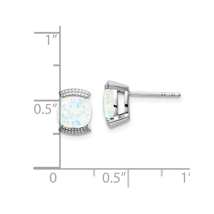 1.75 carat (ctw) Lab-Created Solitaire Opal Earrings in 14K White Gold Image 3